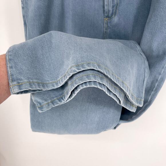 Paris Blues Juniors Frayed Waist Denim Bellbottom Flare Jeans SZ 19 Light Blue - Picture 4 of 9